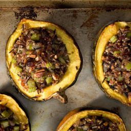 Roasted Acorn Squash with Wild Rice Stuffing