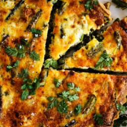 Roasted asparagus and crab quiche