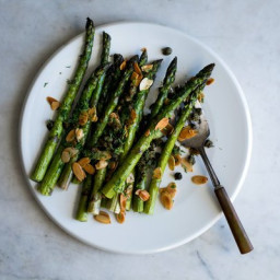 Roasted Asparagus With Buttered Almonds, Capers and Dill