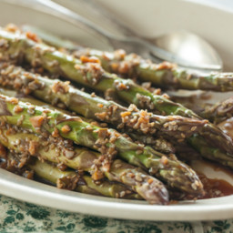Roasted Asparagus with Sesame, Chile and Garlic