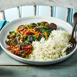 Roasted aubergine and tomato curry