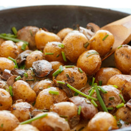 Roasted Baby Potatoes in a Homemade Mushroom Sauce