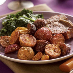 Roasted Baby Red, White and Purple Potatoes with Rosemary, Fennel and Garli