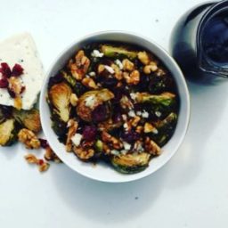 Roasted Balsamic Brussels Sprouts With Candied Walnuts, Cider Soaked Cranbe
