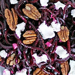 Roasted Beet Noodles with Goat Cheese and Pecans