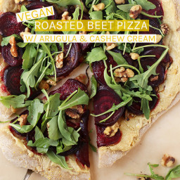 Roasted Beet Pizza with Arugula and Cashew Cream