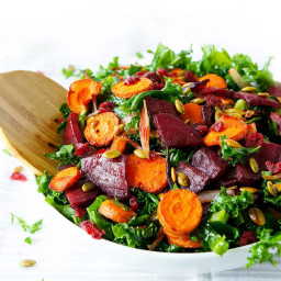 Roasted Beets and Carrots Kale Salad