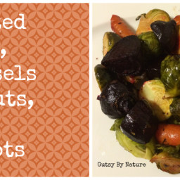 Roasted Beets, Brussels Sprouts, and Carrots