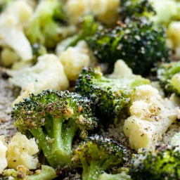 Roasted Broccoli and Cauliflower Recipe with Parmesan & Garlic (Low Carb, G