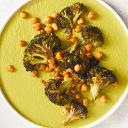 Roasted Broccoli and Chickpeas With Mole Verde