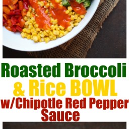 Roasted Broccoli and Rice Bowl with Chipotle Red Pepper Sauce