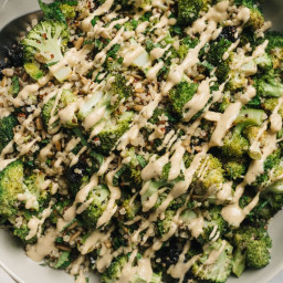 Roasted Broccoli Quinoa Salad with Sunbutter Dressing