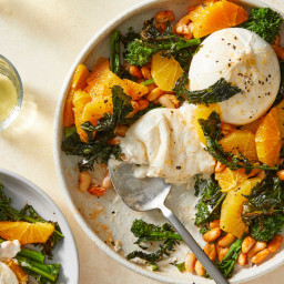 Roasted Broccoli Rabe and White Beans With Burrata