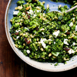 Roasted Broccoli Salad Recipe with Feta & Pine Nuts