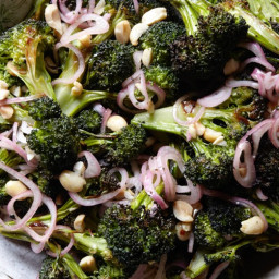 Roasted Broccoli with Pickled Shallots and Peanuts