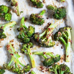 Roasted Broccoli with Spicy Bacon Crumbs