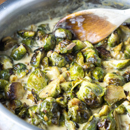 Roasted Brussel Sprouts with Gorgonzola Cream Sauce