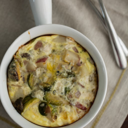 Roasted Brussels Sprout and Potato Egg Bake