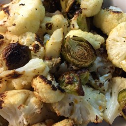 Roasted Brussels Sprouts and Cauliflower with Orange