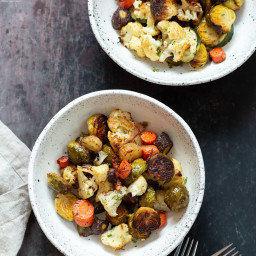 Roasted Brussels Sprouts and Cauliflower