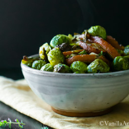 Roasted Brussels Sprouts and Pears with Thyme