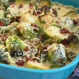 Roasted Brussels Sprouts in Creamy Alfredo Sauce