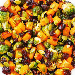 Roasted Brussels Sprouts Salad with Maple Butternut Squash, Pumpkin Seeds, 