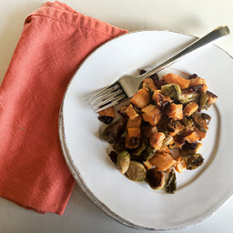 Roasted Brussels Sprouts & Squash with Dijon Vinaigrette