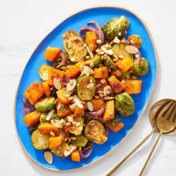 Roasted Brussels Sprouts & Squash with Hot Honey Vinaigrette
