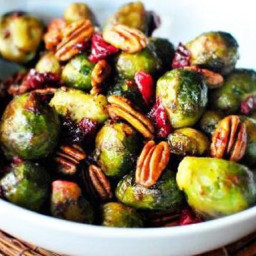 Roasted Brussels Sprouts w/Cranberries & Pecans