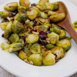 Roasted Brussels Sprouts with Cranberries and Toasted Pecans
