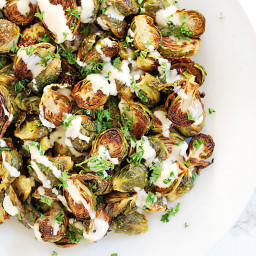 Roasted Brussels Sprouts with Lemon Tahini Sauce