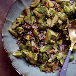 Roasted Brussels Sprouts with Pear and Fig