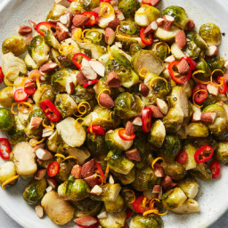 Roasted Brussels Sprouts With Honey, Almonds and Chile