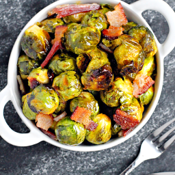 Roasted Brussels Sprouts with Bacon and Honey-Sriracha Glaze