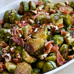 Roasted Brussels Sprouts With Bacon, Pecans, and Maple-Balsamic Vinaigrette