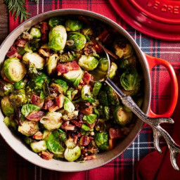 Roasted Brussels Sprouts with Pine Nuts and Bacon