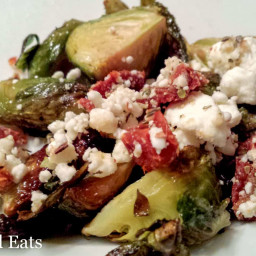 Roasted Brussels Sprouts with Sundried Tomatoes and Feta