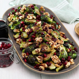 Roasted Brussels Sprouts with Walnuts & Pomegranate Molasses 