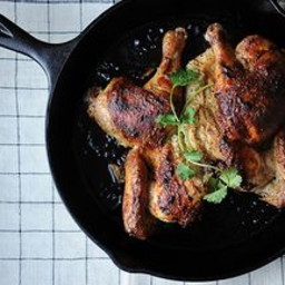 Roasted Butterflied Chicken with Cardamom and Yogurt