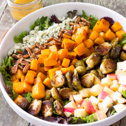 Roasted Butternut Squash and Brussels Sprouts Harvest Salad with Maple Cide