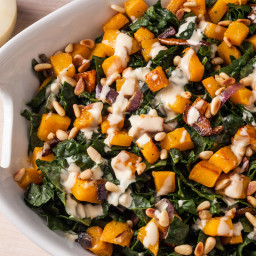 Roasted Butternut Squash and Kale Salad with Tahini Dressing
