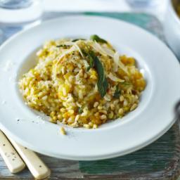 Roasted butternut squash and sage risotto with pinenuts