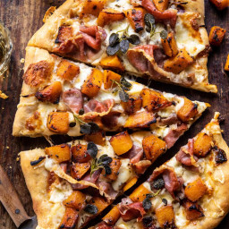 Roasted Butternut Squash Prosciutto Pizza with Caramelized Onions
