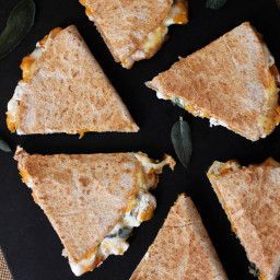 Roasted Butternut Squash Quesadillas with Goat Cheese and Crispy Sage