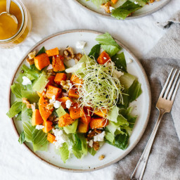 Roasted Butternut Squash, Romaine and Goat Cheese Salad