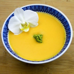 Roasted butternut squash soup with lime and coconut