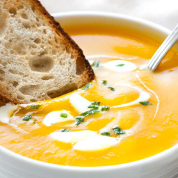 Roasted Butternut Squash Soup with sage cream