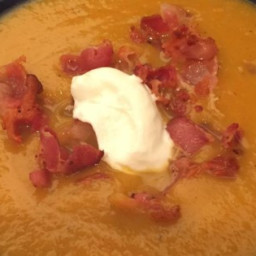 Roasted Butternut Squash Soup with Apples and Bacon Recipe
