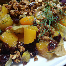 Roasted Butternut Squash with Maple Bacon, Fennel, and Cranberries
